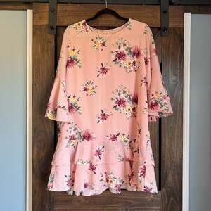 Entro Pink Floral Ruffle Dress